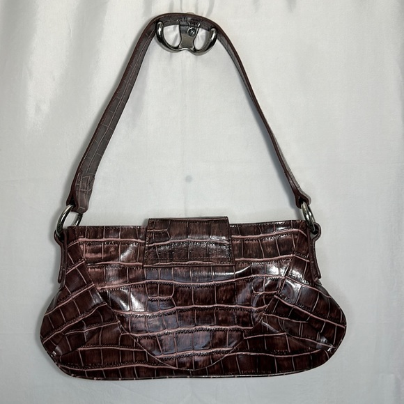 Danier Croc Style Shoulder Bag in Brown - Picture 2 of 6